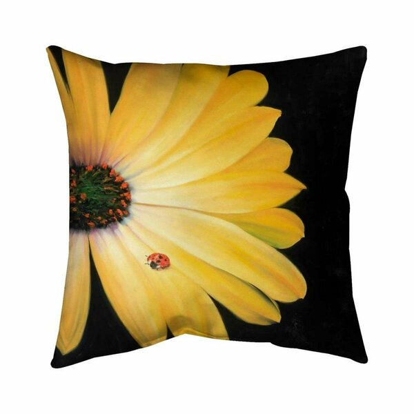 Fondo 20 x 20 in. Yellow Daisy & Ladybug-Double Sided Print Indoor Pillow FO2794138